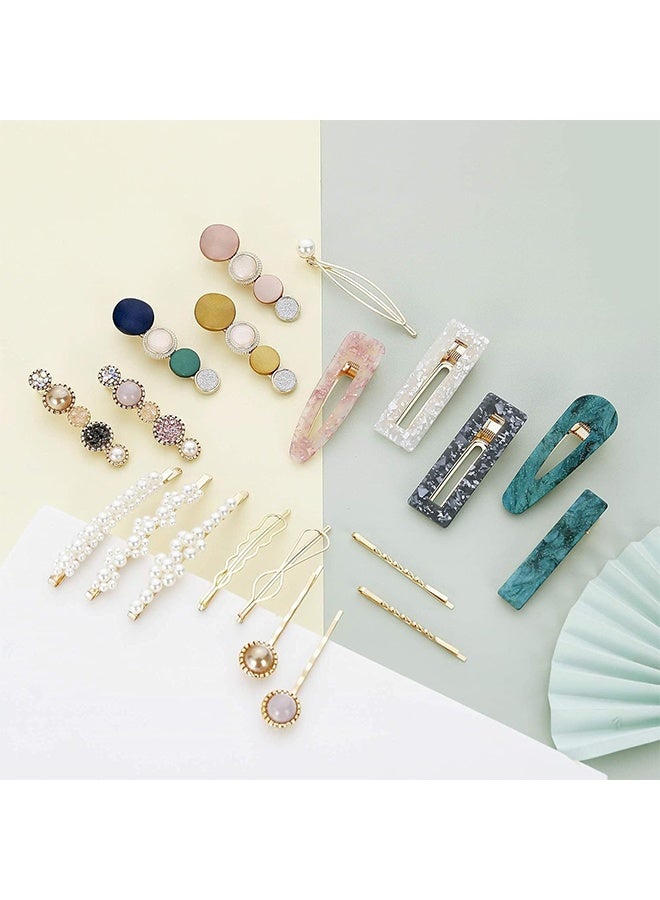 20 Pcs Macaron Pearl Acrylic Resin Hair Clips Set, Boho Fancy Hairpin Cute Hair Barrettes Bobby Pins Accessories Headwear Styling Tools for Women Girls Decorative Wedding - Image 5